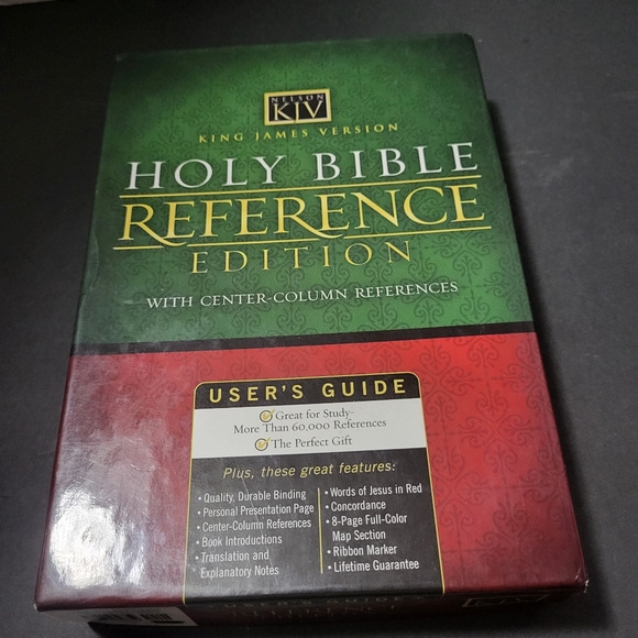 KJV Reference Bible Black Bonded Leather Center Column Reference VG in Box - Picture 1 of 7